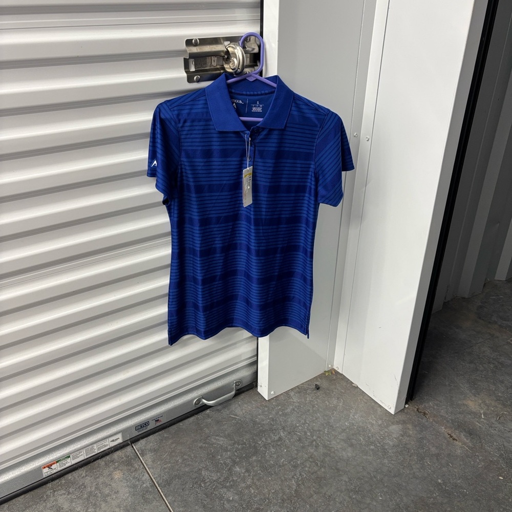 NWT Antigua Men's Royal Blue Striped Polo Shirt Golf Desert Dry Xtra-Lite D2XL S